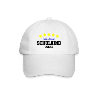 Farben änderbar | Erste Klasse Schulkind 2023 - Baseballkappe - Weiß/Weiß - Vorne