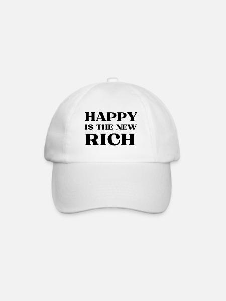 HAPPY is the new RICH - Baseballkappe - Weiß/Weiß