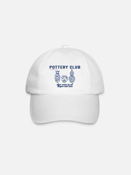 "Pottery Club"- Töpfer Hobby Illustration Rücken - Baseballkappe - Weiß/Weiß