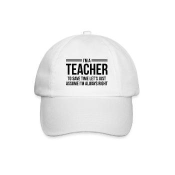 Ich bin Lehrer - Baseballkappe - Weiß/Weiß - Vorne