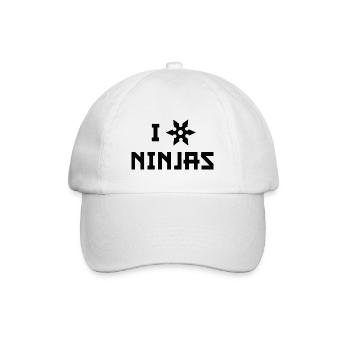 Ich liebe Ninjas - Baseballkappe - Weiß/Weiß - Vorne