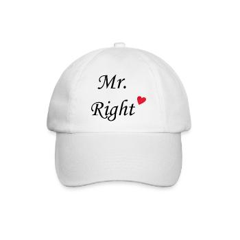 Mr. Right - Baseballkappe - Weiß/Weiß - Vorne