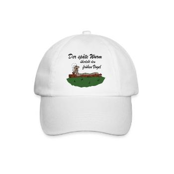 Der späte Wurm - Baseballkappe - Weiß/Weiß - Vorne