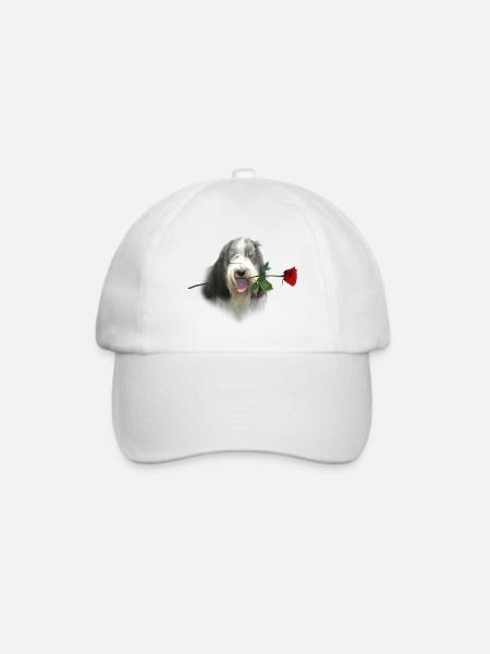 Bearded Collie-Rose - Baseballkappe - Weiß/Weiß