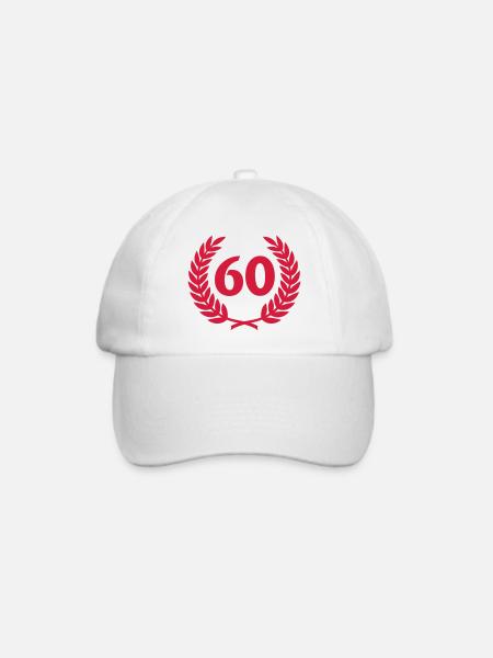 Lorbeerkranz & Zahl (60) - Baseballkappe - Weiß/Weiß