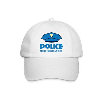 Polizei: Police And Nothing Scares Me - Baseballkappe - Weiß/Weiß - Vorne