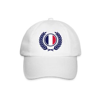 Frankreich (Flagge & Lorbeerkranz) - Baseballkappe - Weiß/Weiß - Vorne