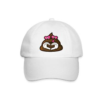 Lächelnder Scheißhaufen mit Herzaugen - Liebe - Baseballkappe - Weiß/Weiß - Vorne