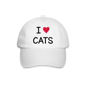 I love Cats Geschenk für Katzenfreunde - Baseballkappe - Weiß/Weiß - Vorne