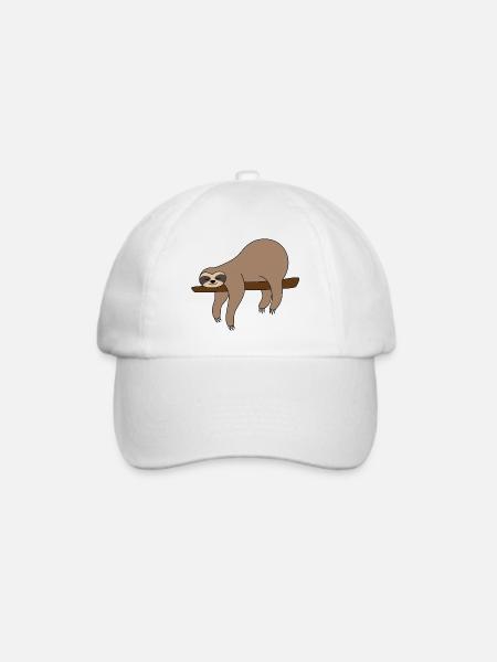 Faultier Ast - Baseballkappe - Weiß/Weiß