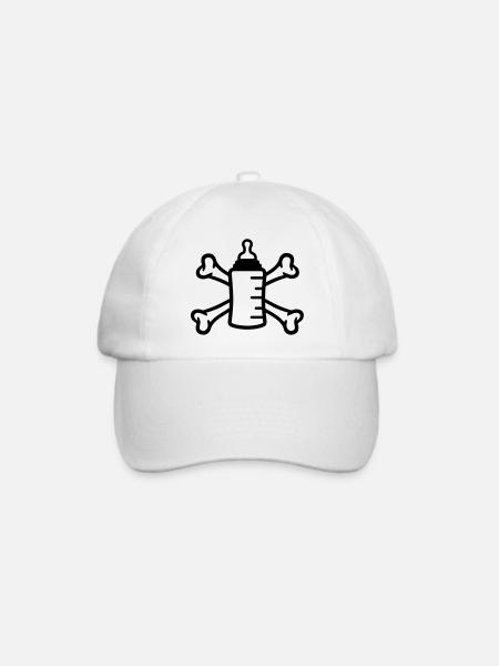 Babyflasche Pirat | Lustiges Geschenk für Kinde - Baseballkappe - Weiß/Weiß