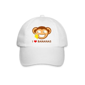 Monkey Loves Bananas - Affe liebt Bananen - Baseballkappe - Weiß/Weiß - Vorne