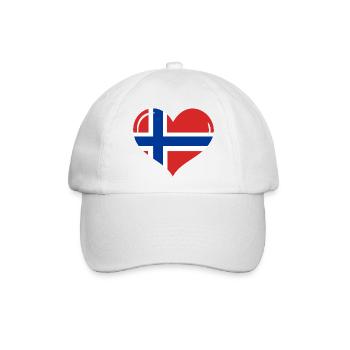Herz Norwegen, I love Norway - Baseballkappe - Weiß/Weiß - Vorne