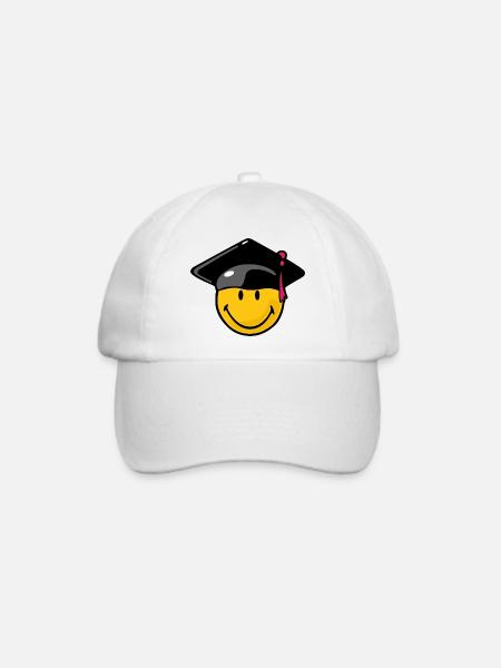 Smiley Graduation - Baseballkappe - Weiß/Weiß