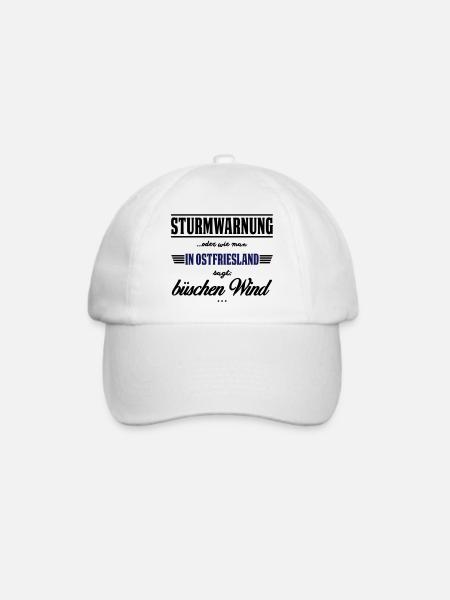 Sturmwarnung Ostfriesland - büschen Wind - Baseballkappe - Weiß/Weiß