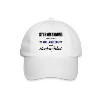 Sturmwarnung Langeoog - büschen Wind - Baseballkappe - Weiß/Weiß - Vorne