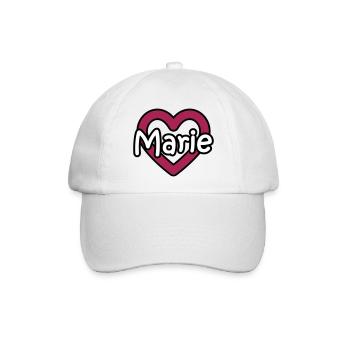 Marie Name Vorname Mädchenname Herz Namenstag - Baseballkappe - Weiß/Weiß - Vorne