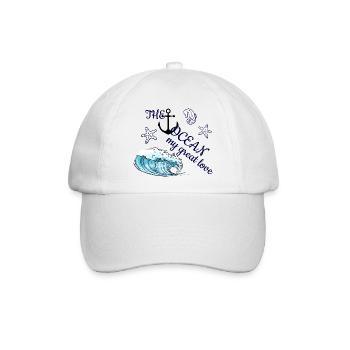 Ich liebe das Meer - maritimes Design - Baseballkappe - Weiß/Weiß - Vorne