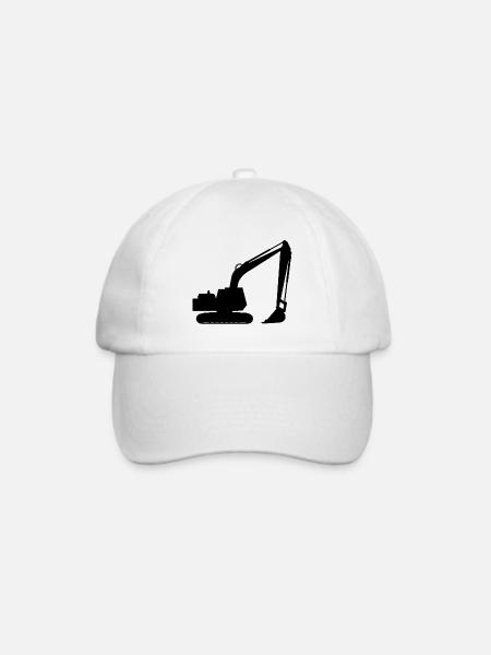 Silhouette mit einem Schaufelbagger, Bagger - Baseballkappe - Weiß/Weiß