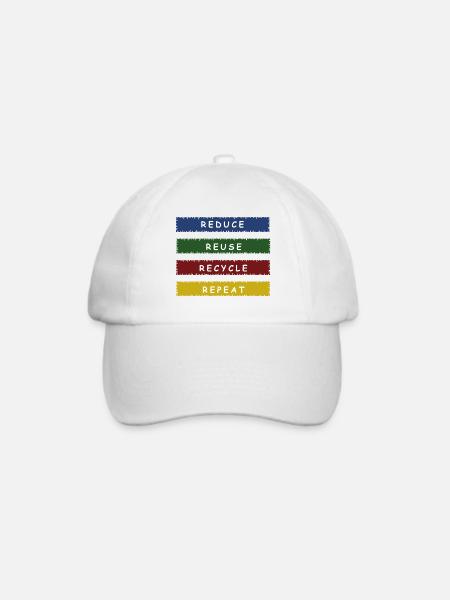 REDUCE REUSE RECYCLE Klimaschützer Umweltschutz - Baseballkappe - Weiß/Weiß