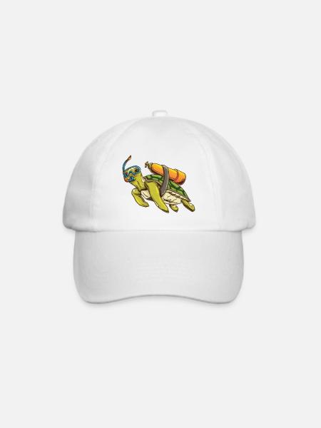 Turtle Scuba Diver - Baseballkappe - Weiß/Weiß
