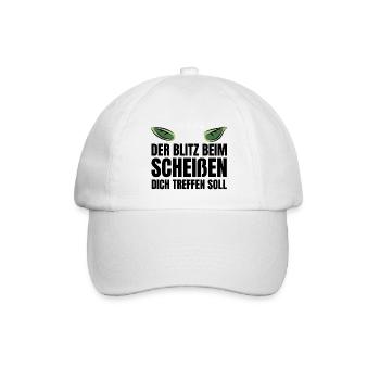 Lustiger Spruch Blitz Scheißen Grün Kobold Gnom - Baseballkappe - Weiß/Weiß - Vorne