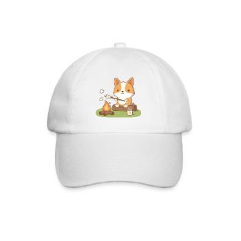 Corgi Lagerfeuer und Marshmallow - Baseballkappe - Weiß/Weiß - Vorne