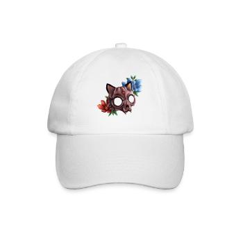 Katzenschädel mit Blumen - Baseballkappe - Weiß/Weiß - Vorne