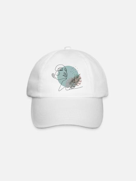 Der schlafende Träumer. - Minimalistisches Gesicht - Baseballkappe - Weiß/Weiß