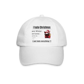 I hate Christmas - Baseballkappe - Weiß/Weiß - Vorne
