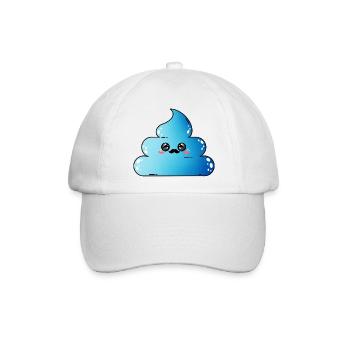 Blauer Poop - blauer Kackhaufen - Baseballkappe - Weiß/Weiß - Vorne