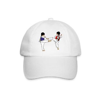 Zwei Taekwondo Kinder Sparring - Baseballkappe - Weiß/Weiß - Vorne