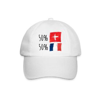 Halb französisch / halb schweizerisch - Baseballkappe - Weiß/Weiß - Vorne