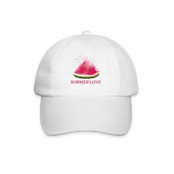 Wassermelone, Melone - Summer Love - Baseballkappe - Weiß/Weiß - Vorne