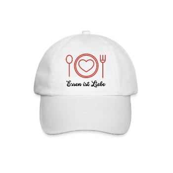 Essen ist Liebe - Baseballkappe - Weiß/Weiß - Vorne