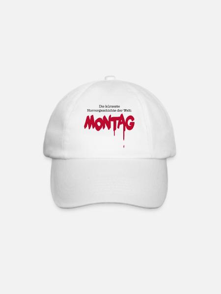 Wortwitz Montag Horrorwitz - Baseballkappe - Weiß/Weiß