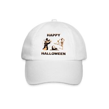 Gruselige Halloween-Zauberer und Skelett-Design - Baseballkappe - Weiß/Weiß - Vorne