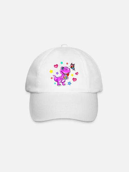 rosa Dinosaurier - Dinosaurier Mädchen - Baseballkappe - Weiß/Weiß
