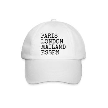 Essen Paris London Mailand Heimat Liebe Essener - Baseballkappe - Weiß/Weiß - Vorne