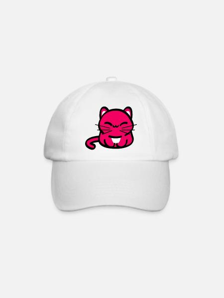 Schmunzel Katze - Baseballkappe - Weiß/Weiß