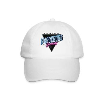 Magdeburg Deutschland Stadt Skyline Vintage Retro - Baseballkappe - Weiß/Weiß - Vorne