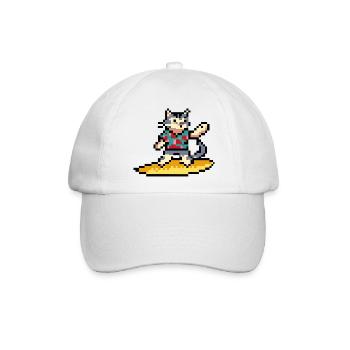 Surfkatze, Pixelkunst - Baseballkappe - Weiß/Weiß - Vorne