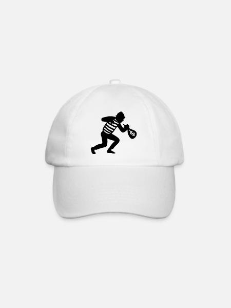 Dieb läuft mit Geld weg - Baseballkappe - Weiß/Weiß