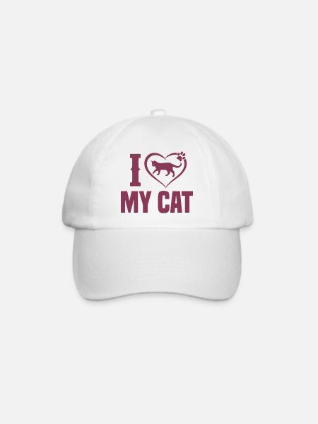 Katze Liebe Love Tier Geschenk Pet Cats Mom Tshirt - Baseballkappe - Weiß/Weiß