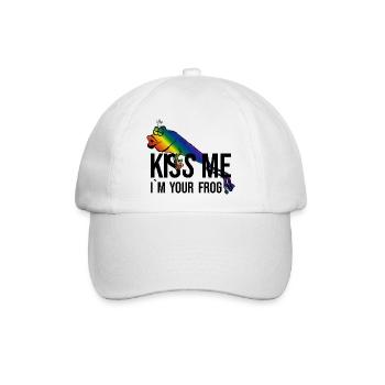Frog - Princess - Kiss -Kiss me - Baseballkappe - Weiß/Weiß - Vorne