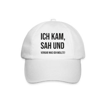Ich kam, sah und vergaß was ich wollte - Baseballkappe - Weiß/Weiß - Vorne