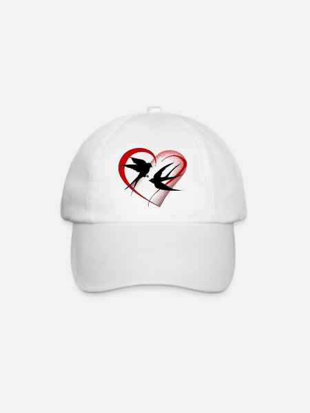 unendliche Glück in der Liebe rotes Herz Schwalben - Baseballkappe - Weiß/Weiß