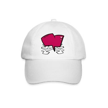 pinkes Herz mit Knochen Piraten mit Narbe Shirt - Baseballkappe - Weiß/Weiß - Vorne
