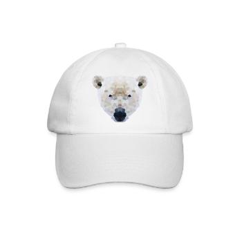 Eisbär Low Poly – International Polar Bear Day - Baseballkappe - Weiß/Weiß - Vorne