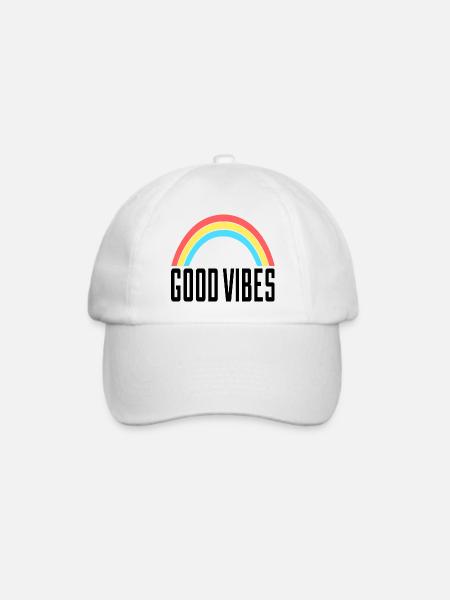 Good Vibes Regenbogen - Baseballkappe - Weiß/Weiß